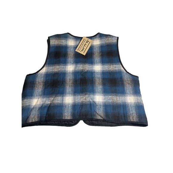 Vintage NWT men’s B.U.M. Equipment Blue & Black Plaid Quilted Cotton Vest L - Picture 2 of 11